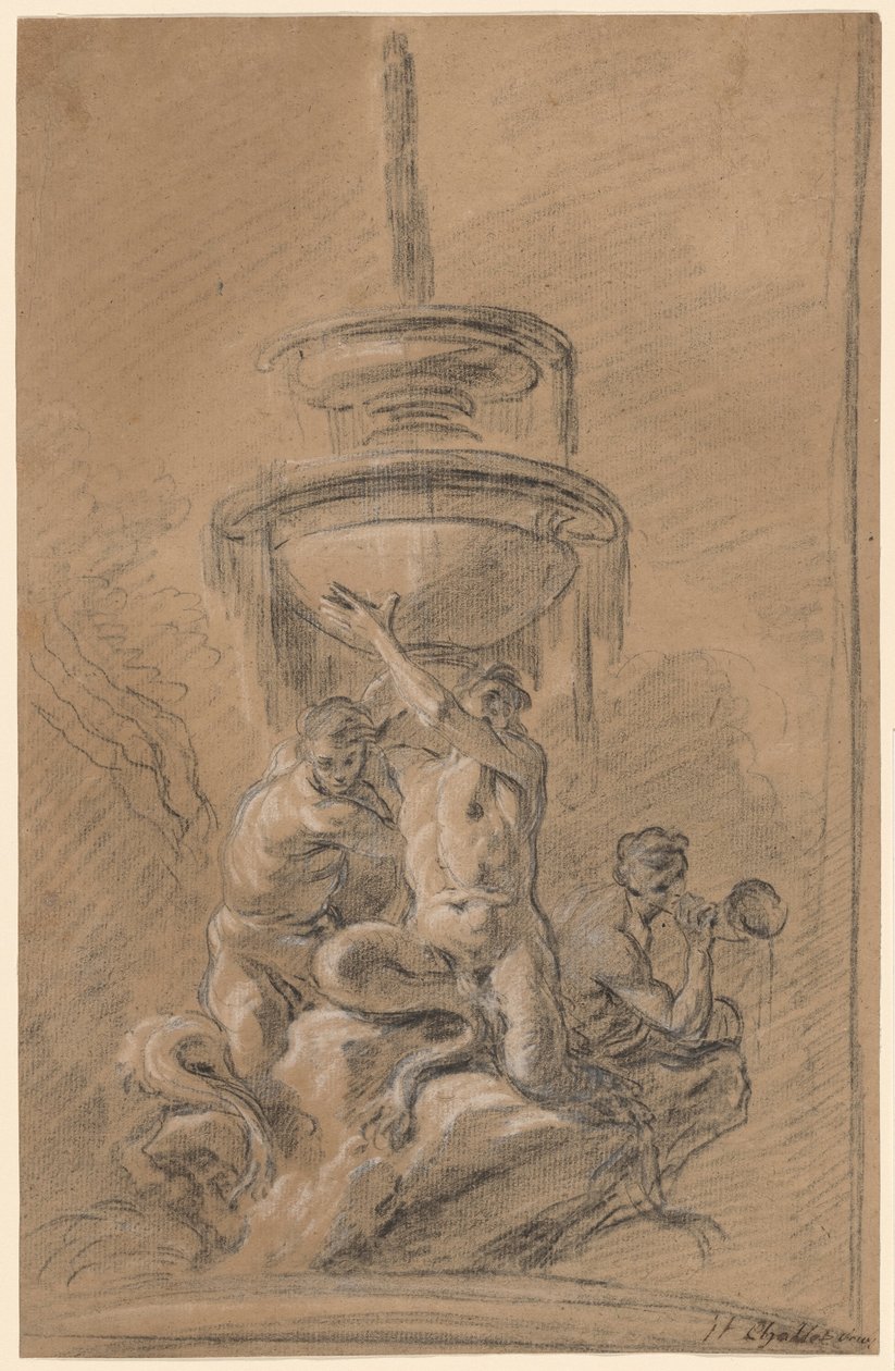 A Fountain with Three Tritons by Joseph Ignace François Parrocel