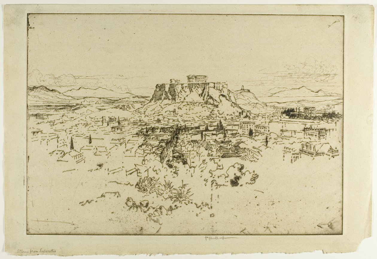Athens from Mount Lybacettus by Joseph Pennell