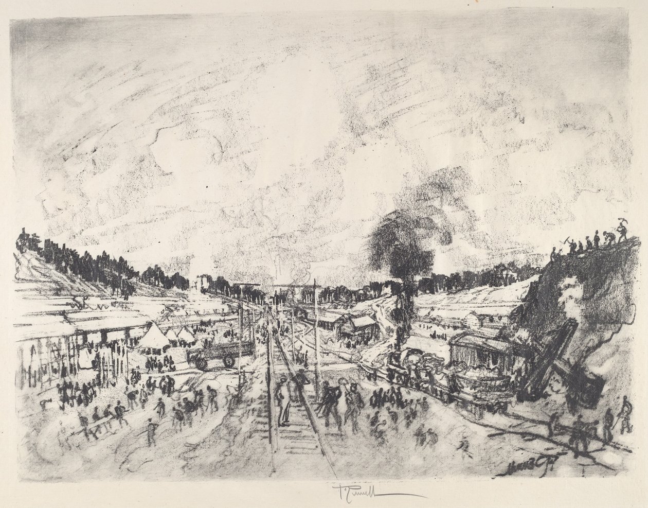 Building the Camp by Joseph Pennell