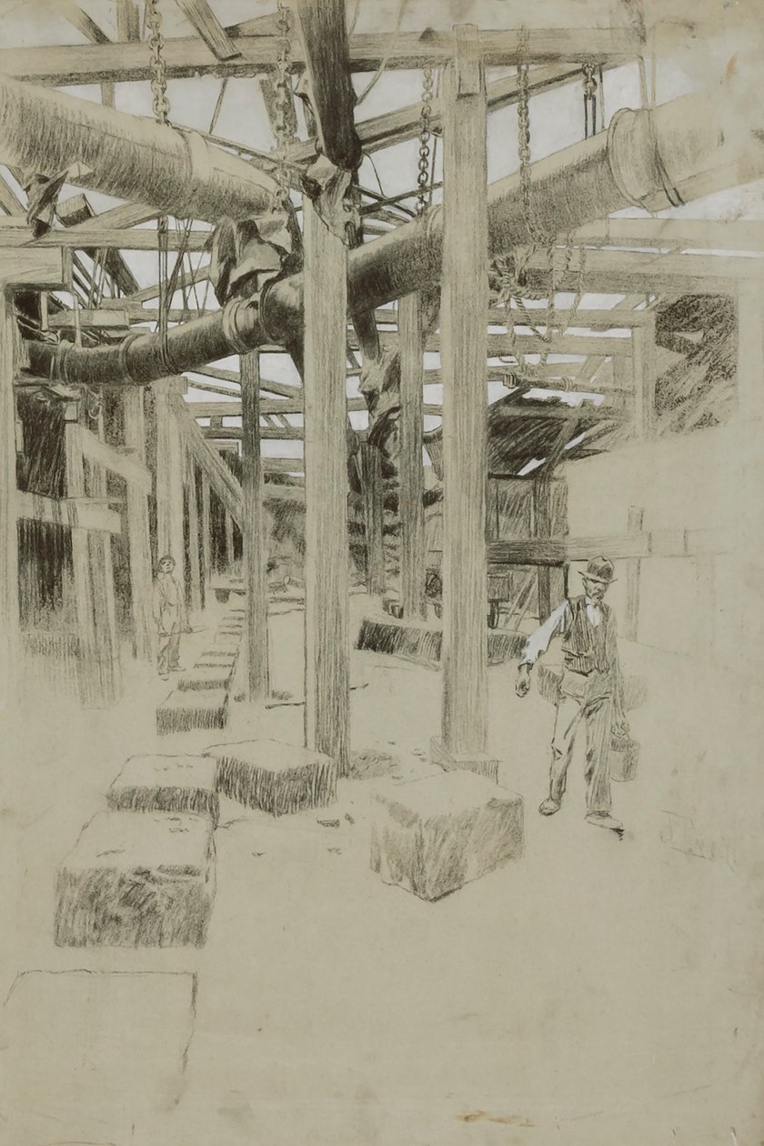 How the Pipes Are Suspended by Joseph Pennell
