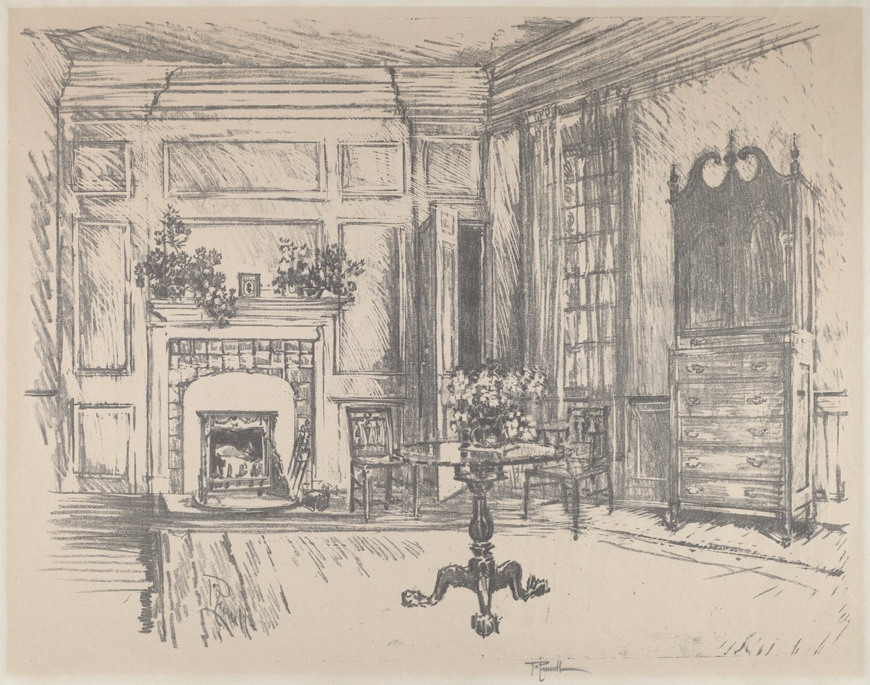 The Upper-room, Stenton by Joseph Pennell