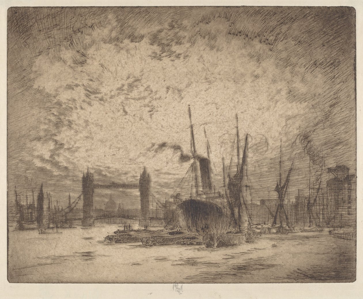 Tower Bridge, Evening by Joseph Pennell