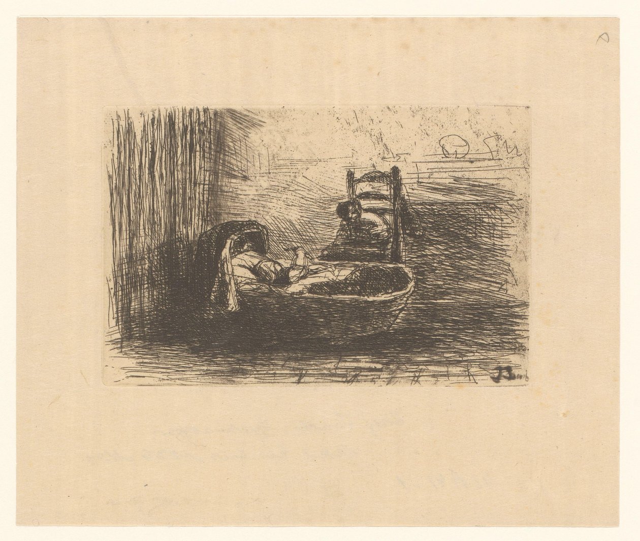 Child in a cradle by Jozef Israëls