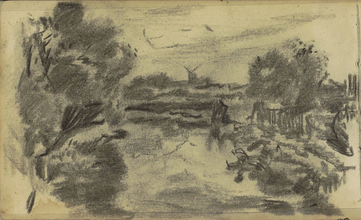 Landscape with Water and a Mill by Jozef Israëls