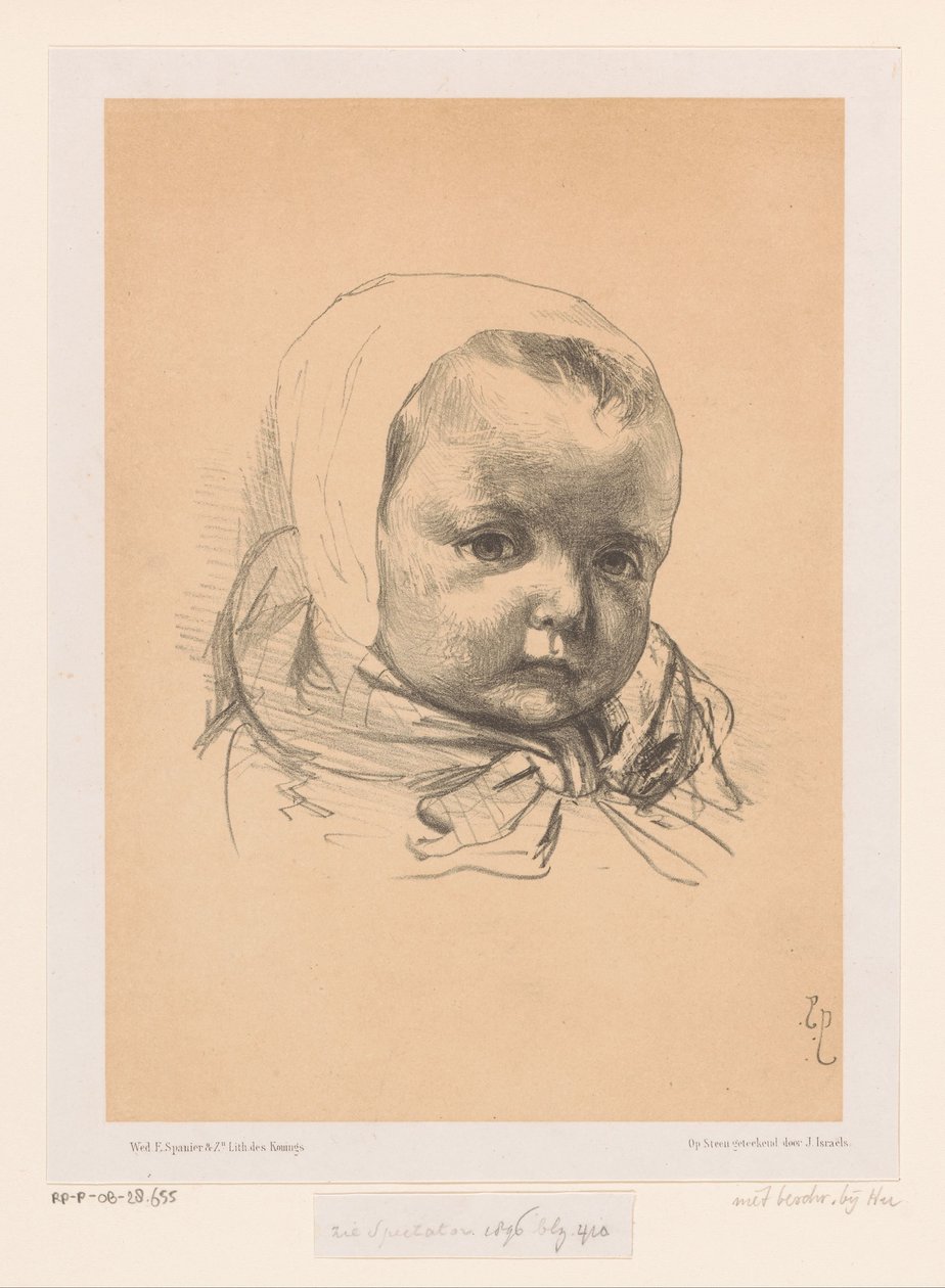 Portrait of a Baby with Cap by Jozef Israëls
