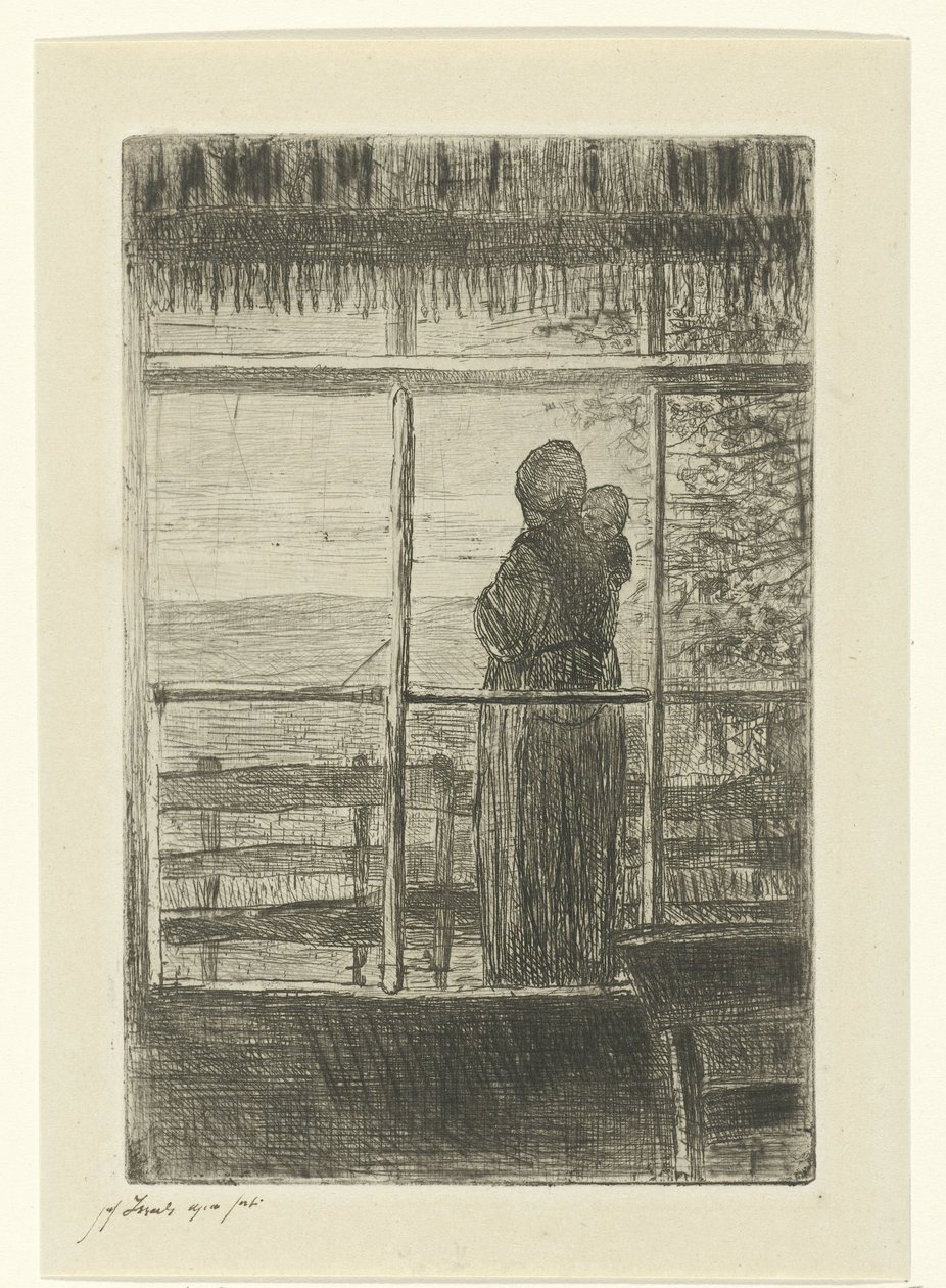 Waiting Woman with Child by Jozef Israëls