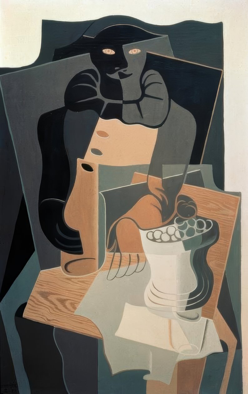 Harlequin at the Table by Juan Gris