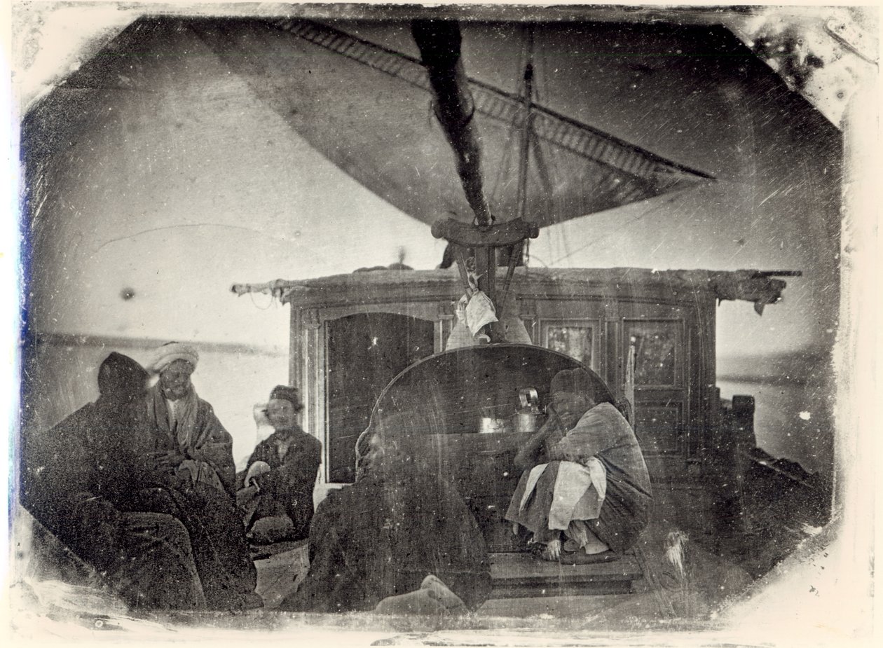 Sailing boat and travellers on the Nile, 1845-6 by Jules Itier