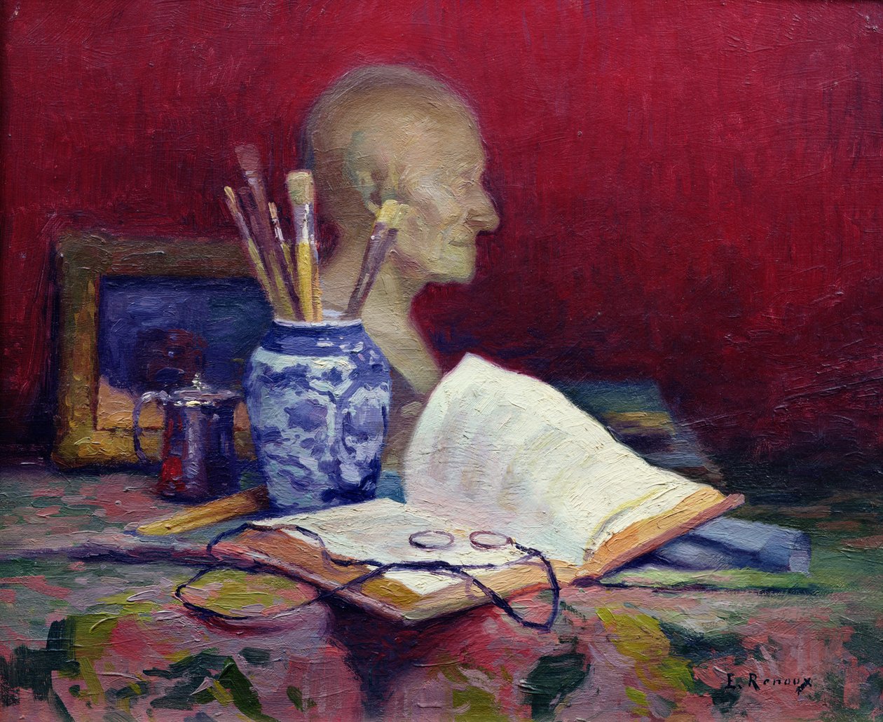 Still Life with Head of Voltaire by Jules Ernest Renoux