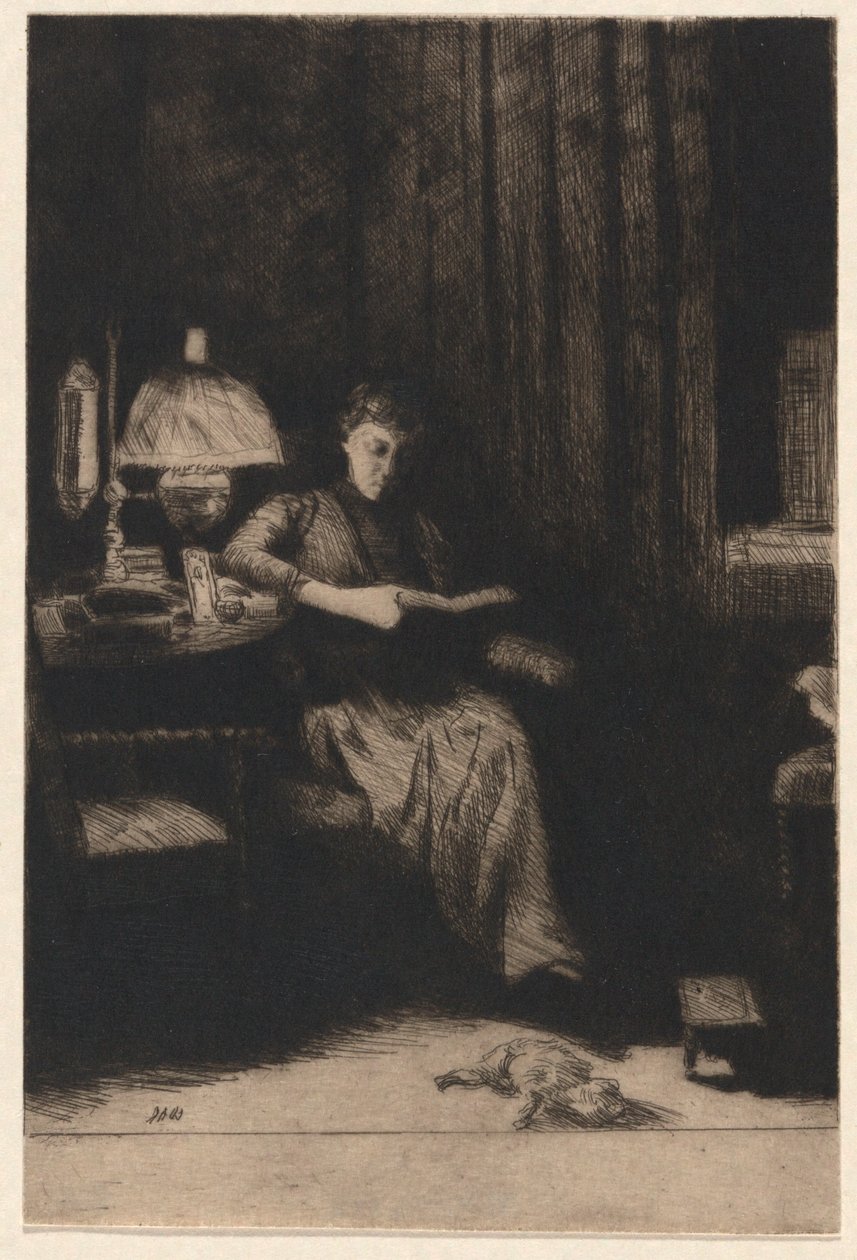 The Evening Lamp by Julian Alden Weir