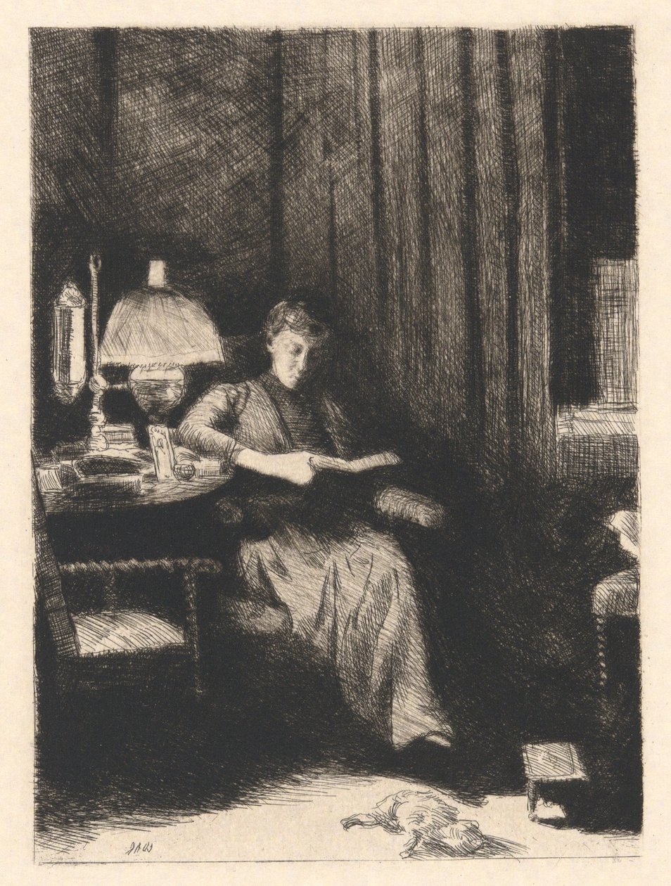 The Evening Lamp by Julian Alden Weir