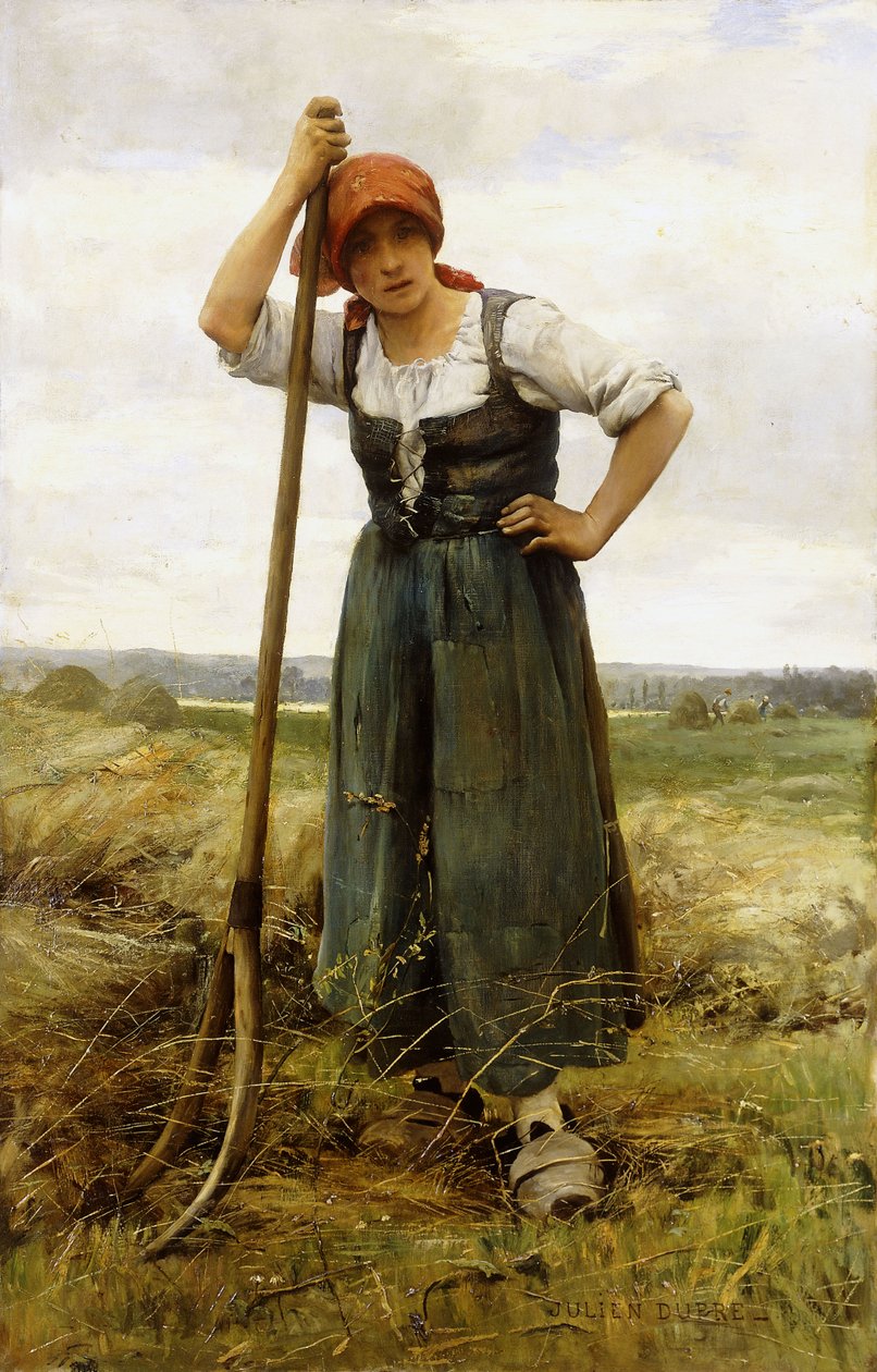 Peasant Woman Leaning on a Pitchfork by Julien Dupre