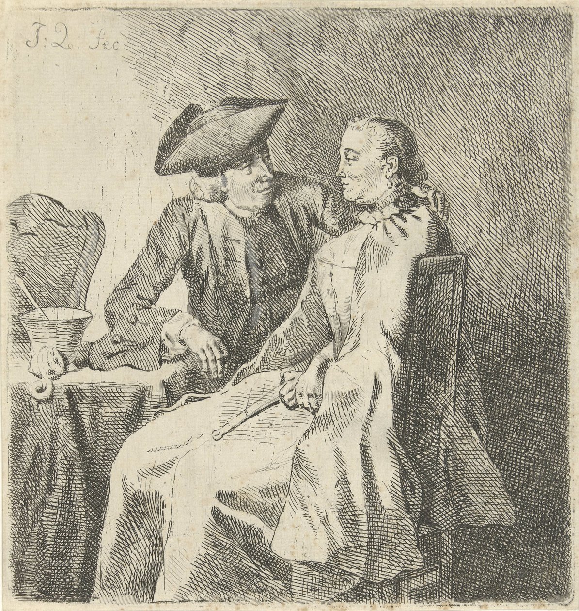 Man and Woman at a Table by Julius Henricus Quinkhard