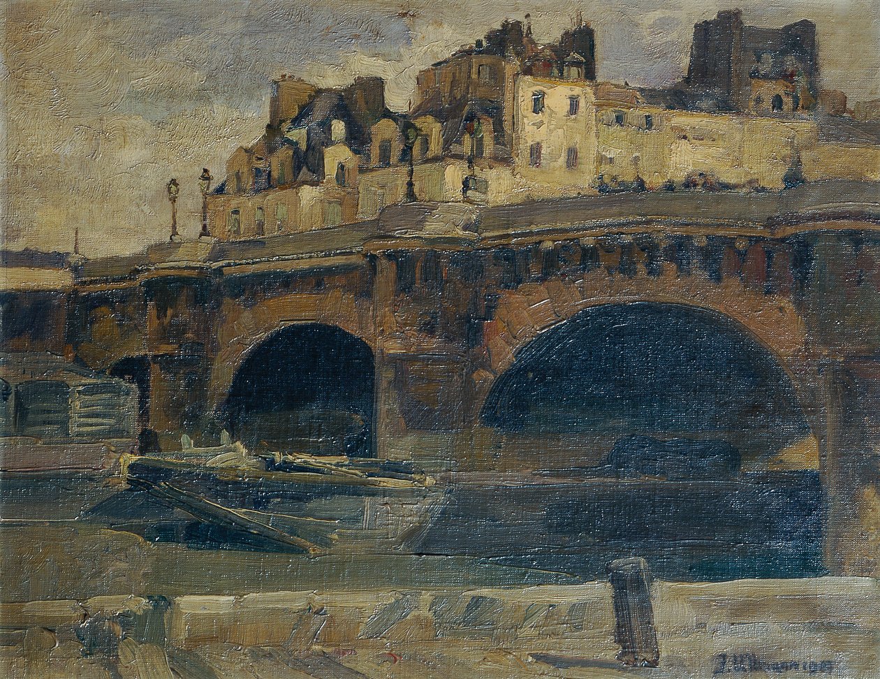 Parisian Landscape with Pont Neuf by Julius Ullmann