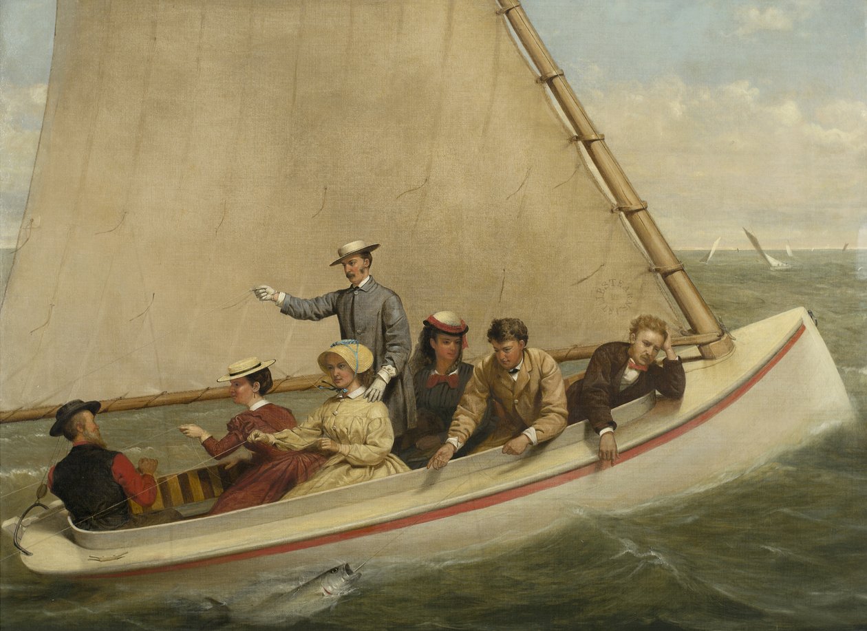 Fishing in a Catboat in Great South Bay, 1871 by Junius Brutus Stearns