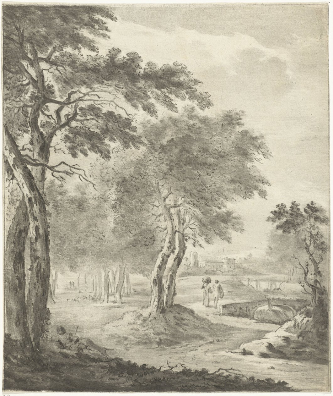 Landscape with Hunter and Dog by Jurriaan Cootwijck