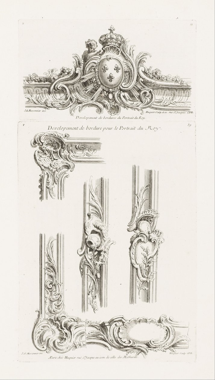 Design of Cartouche with the Arms of the King Centered in a Border by Juste Aurèle Meissonnier