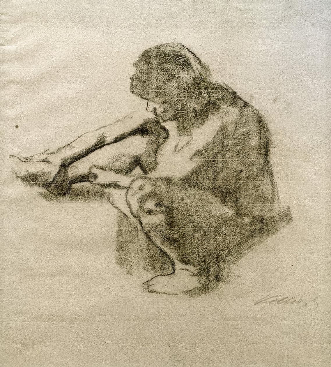Seated Woman in Profile Facing Left by Käthe Kollwitz