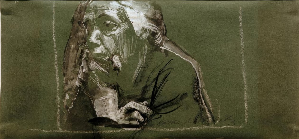 Self-Portrait Facing Left with Hand on Chin by Käthe Kollwitz