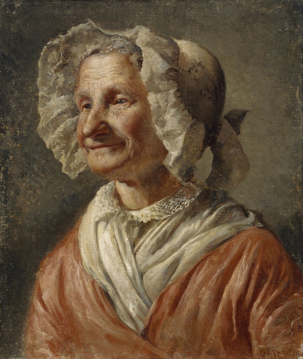 Old Woman in a White Bonnet by Eugène Jansson