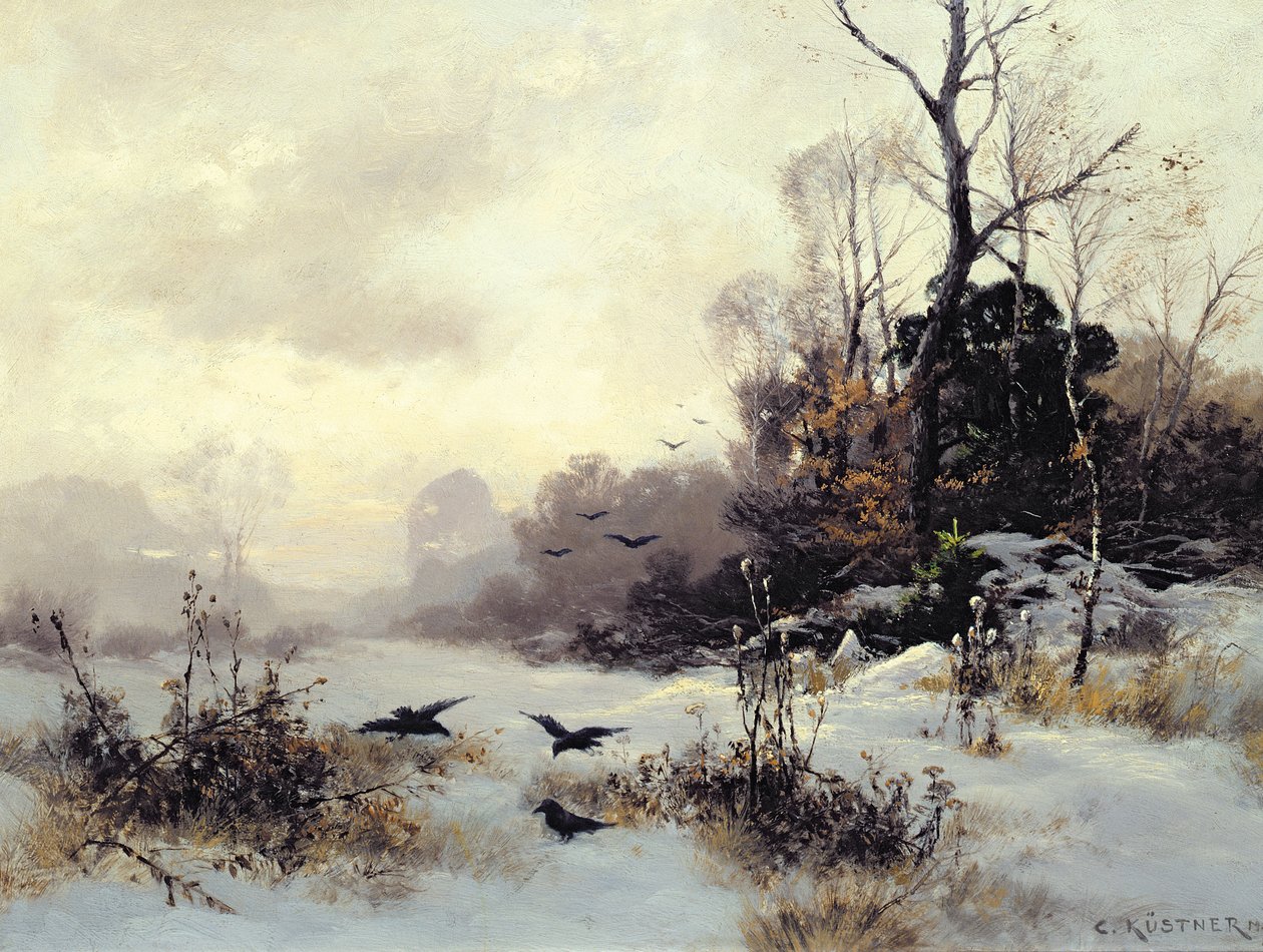 Crows in a Winter Landscape, 1907 by Karl Kustner