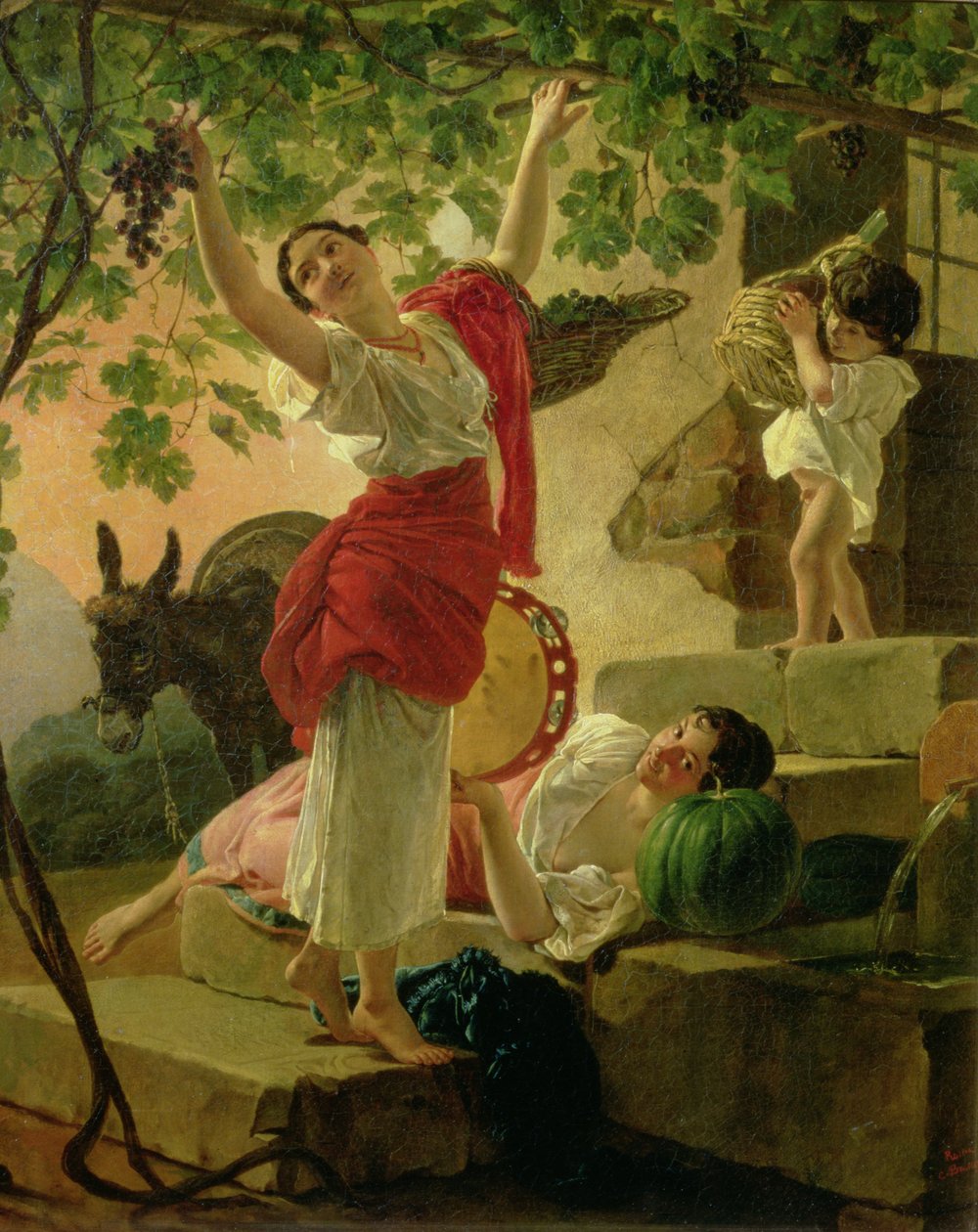 Girl Gathering Grapes near Naples, 1827 by Karl Pavlovich Bryullov