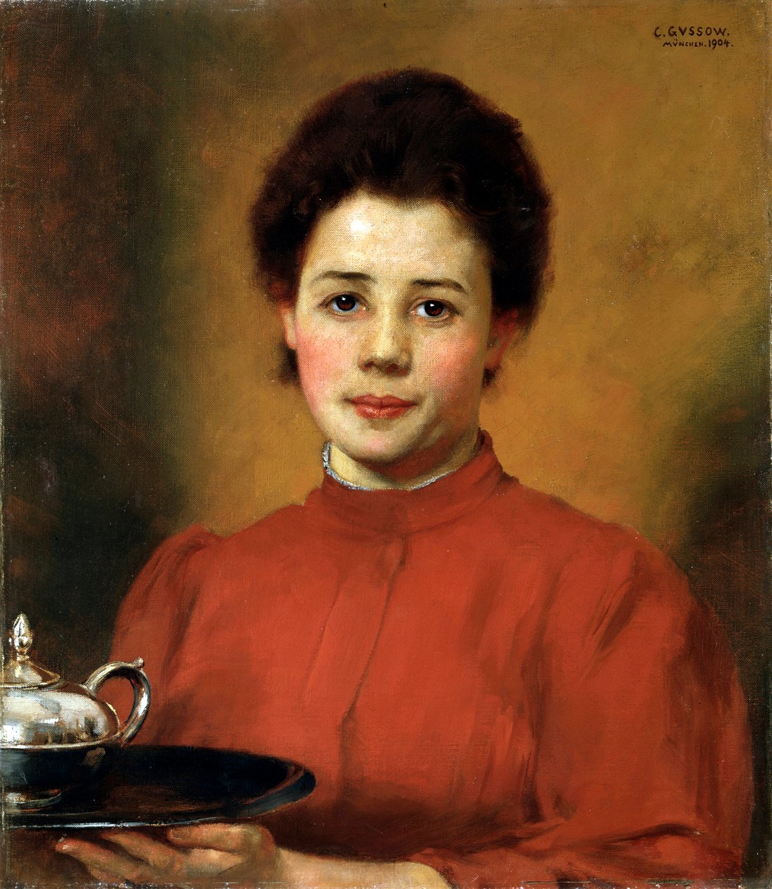 A Woman in Red, 1904 by Karl Gusov