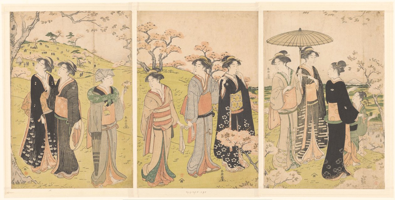 Admiring the Cherry Blossoms at Asukayama by Katsukawa Shuncho