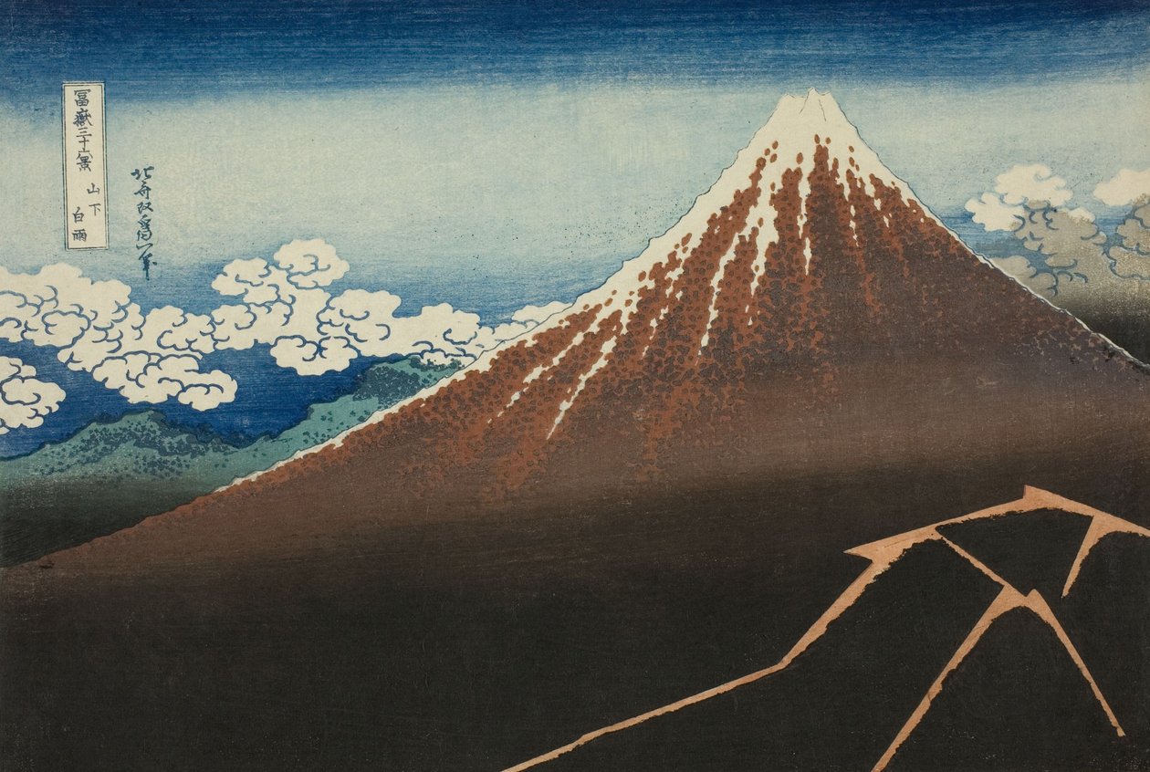 Shower Below the Summit, from the series Thirty-six Views of Mount Fuji by Katsushika Hokusai
