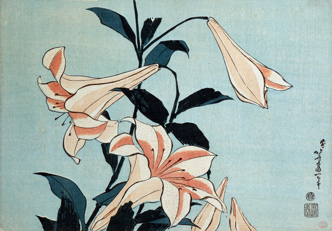 Trumpet Lilies by Katsushika Hokusai