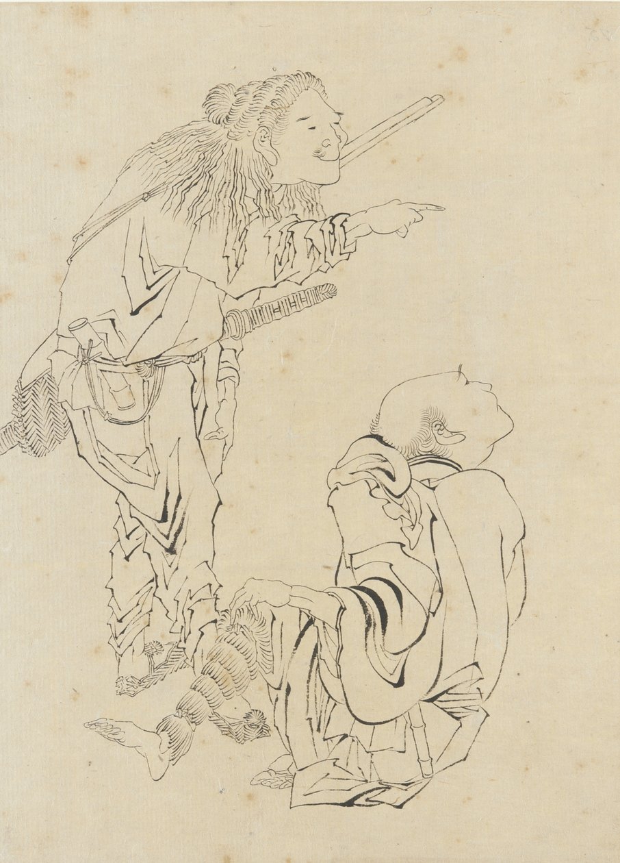 Two Hunters by Katsushika Hokusai