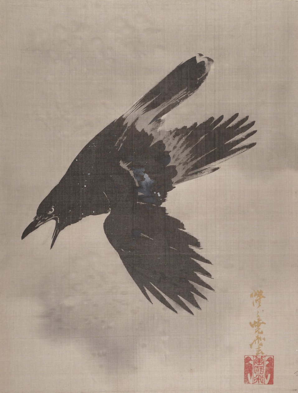 Crow Flying in the Snow by Kawanabe Kyosai