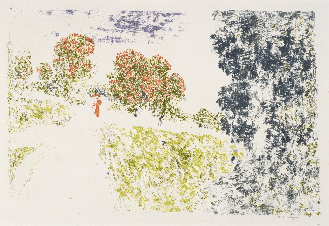 Woman in Red in a Landscape by Ker Xavier Roussel