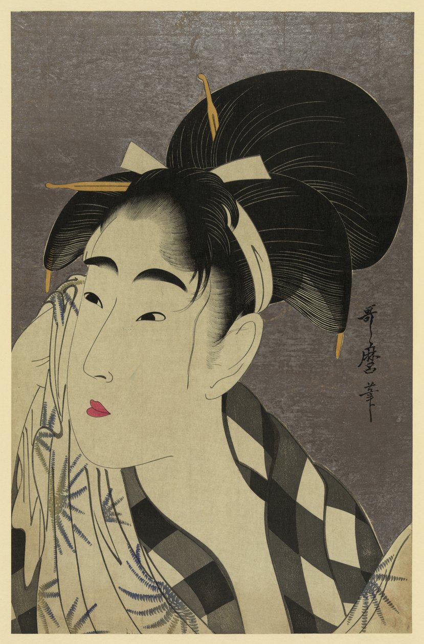 Sweating Woman by Kitagawa Utamaro