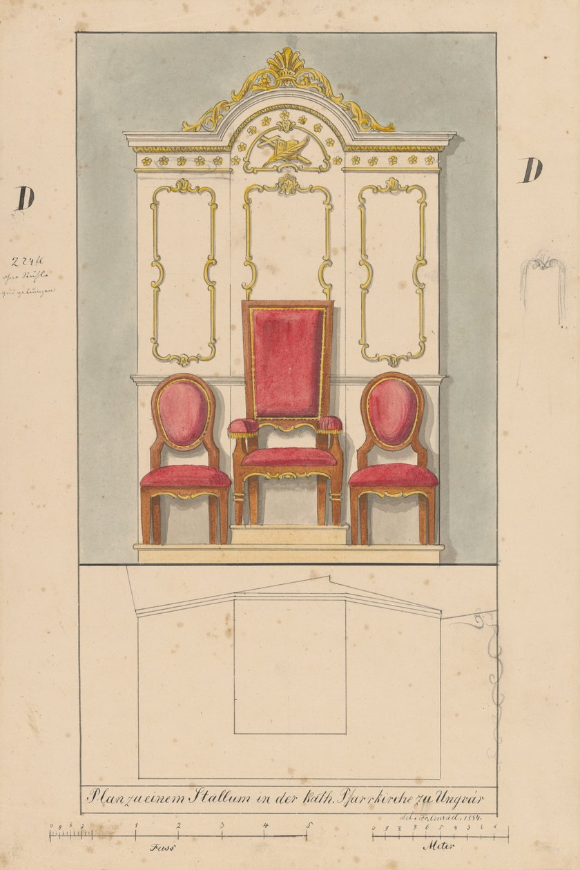 Design for Stallum for Parish Church in Uzhhorod by Konrád Švestka