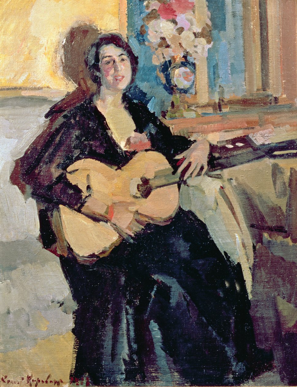 Lady with a Guitar by Konstantin Alekseevich Korovin