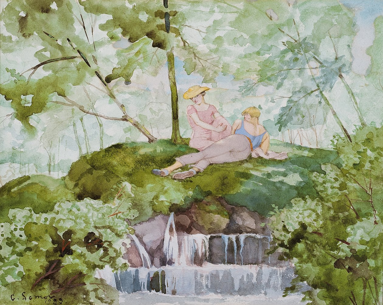 Lovers in a Landscape by Konstantin Andreevic Somov