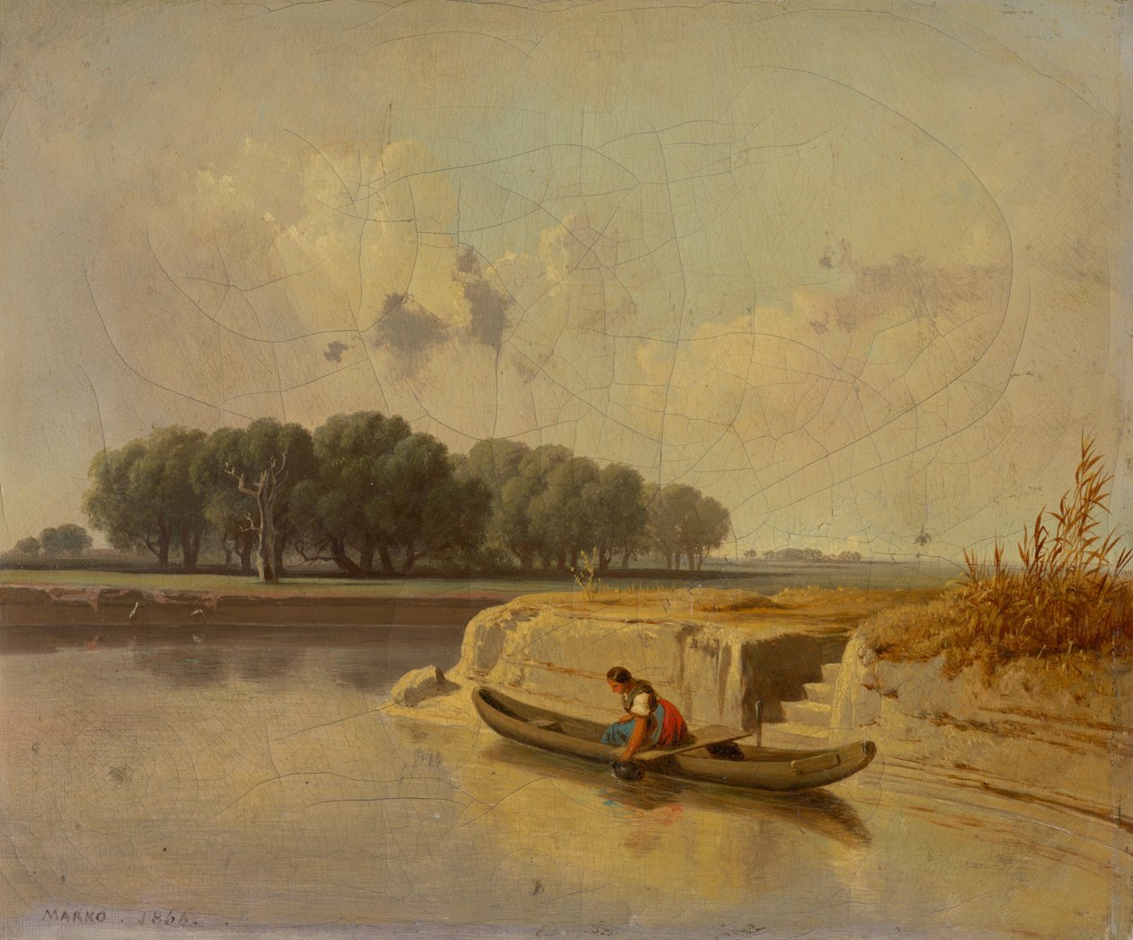 Landscape with a River and a Boat in the Foreground by Károly Markó the Younger