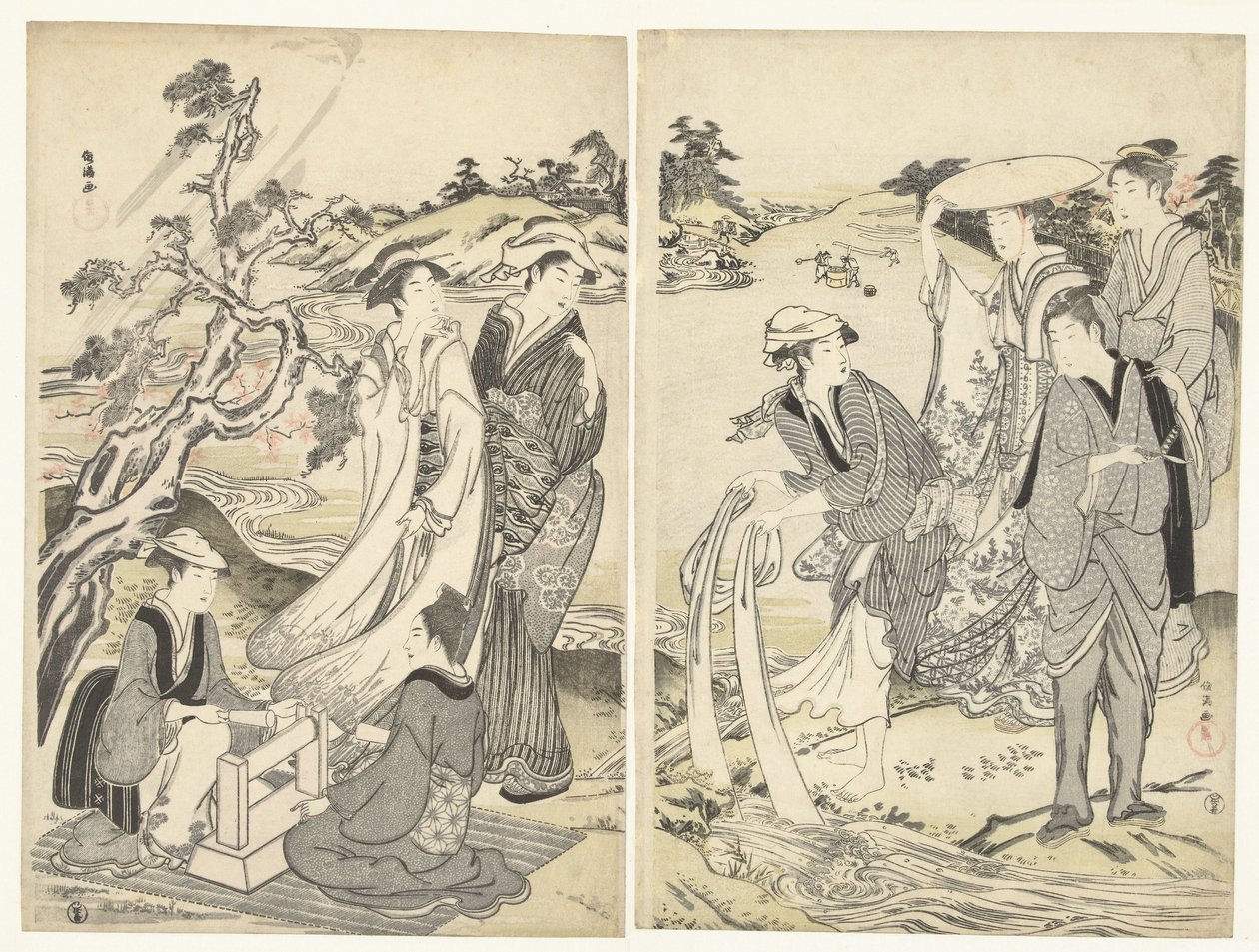 Women Washing Along the Six Tama Rivers by Kubota Shunman