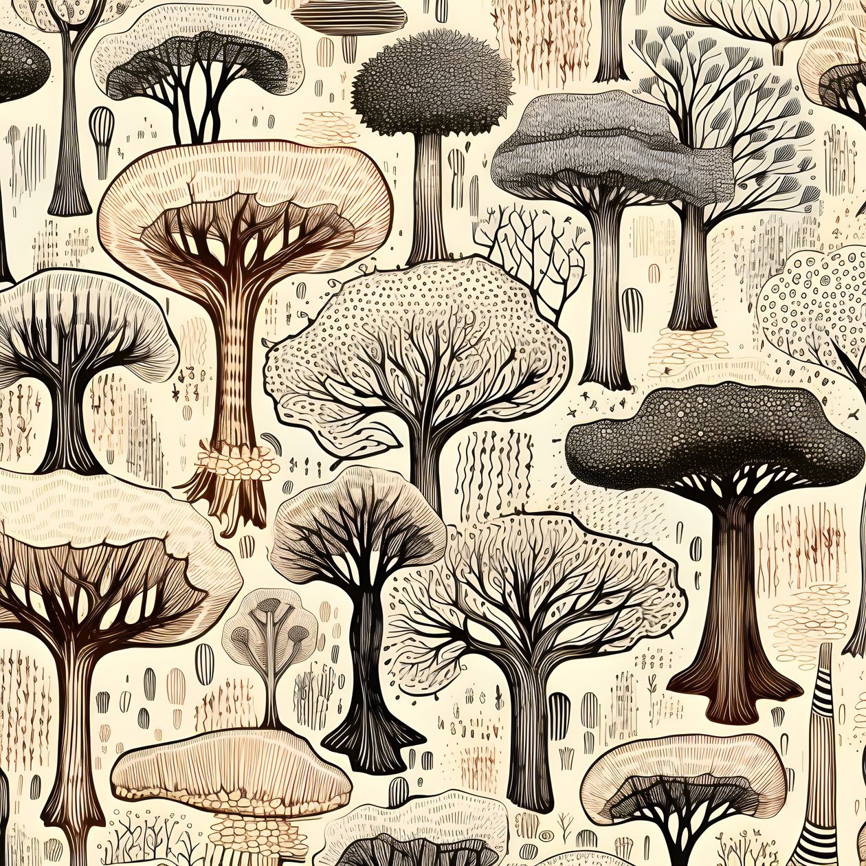Tree Trunk Sections, Boho Clipart, Boho Drawing Pattern, Boho Trunk 4 by Kurt Heppke