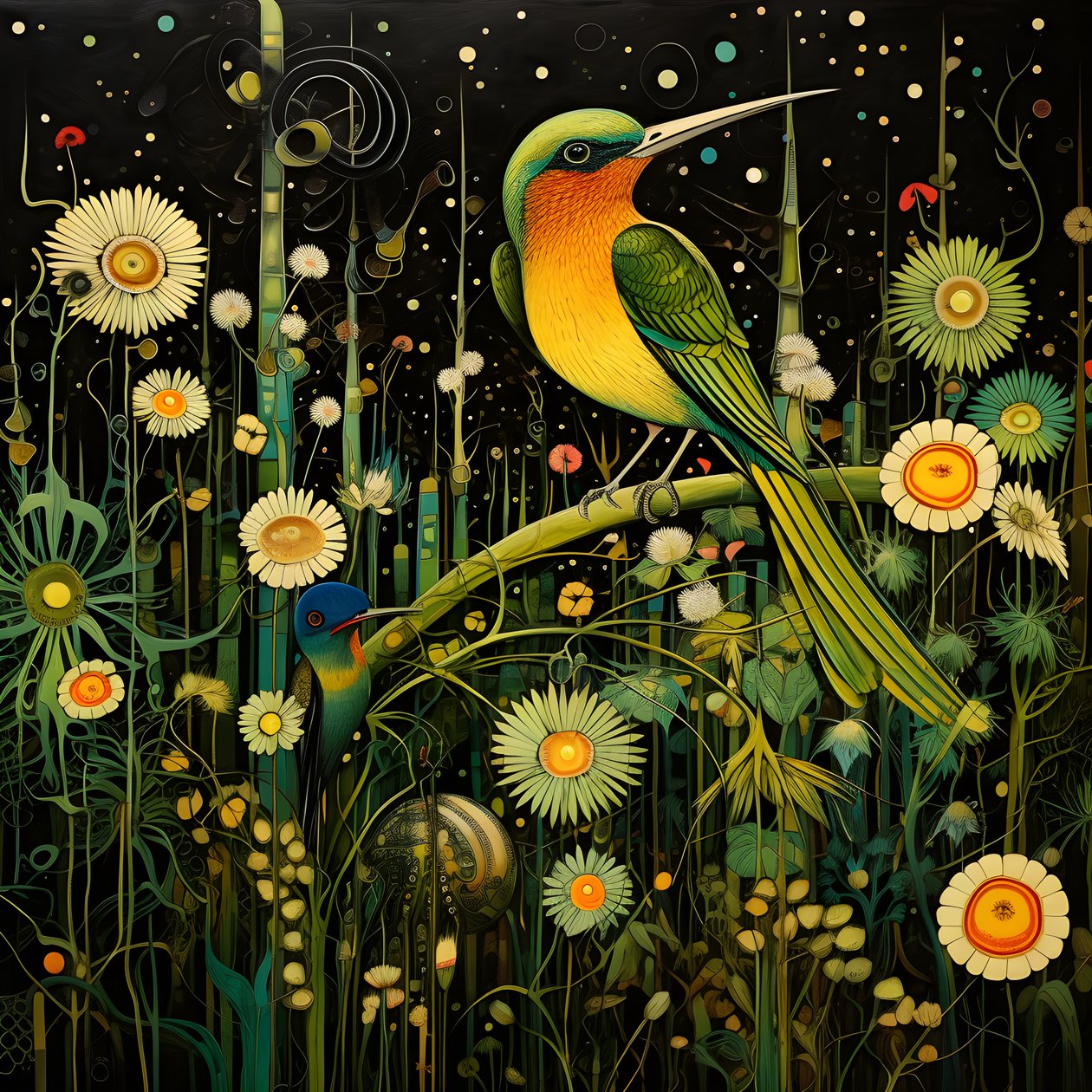 Hummingbirds and a Frog in the Forest 3 by Kurt Heppke