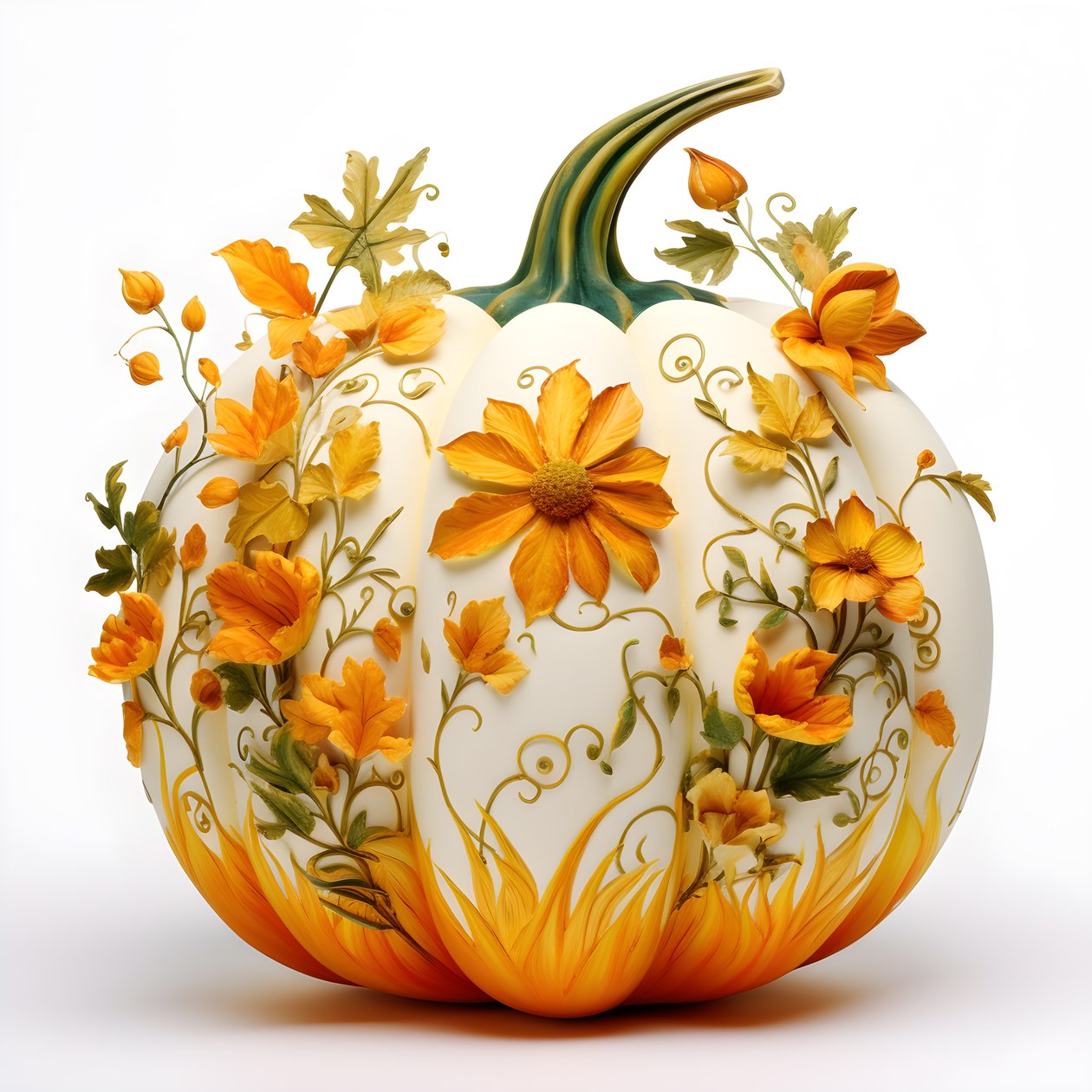 Pumpkin with Flowers Growing Out 4 by Kurt Heppke