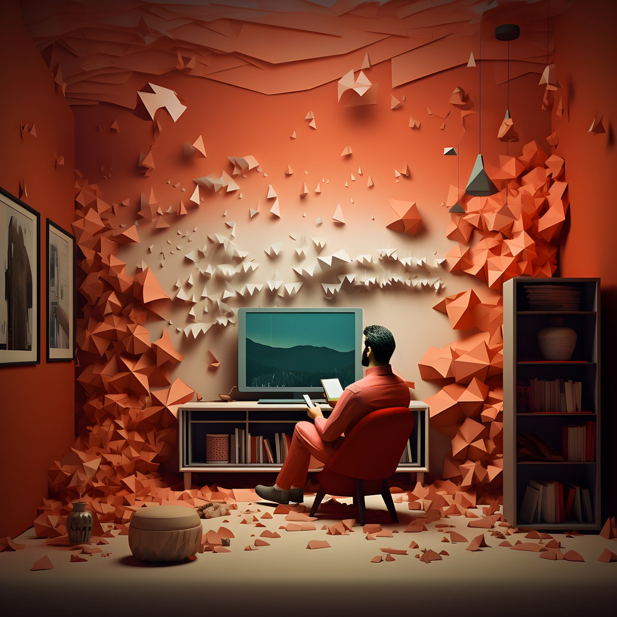 Man Sitting on a Sofa, Watching TV 3 by Kurt Heppke