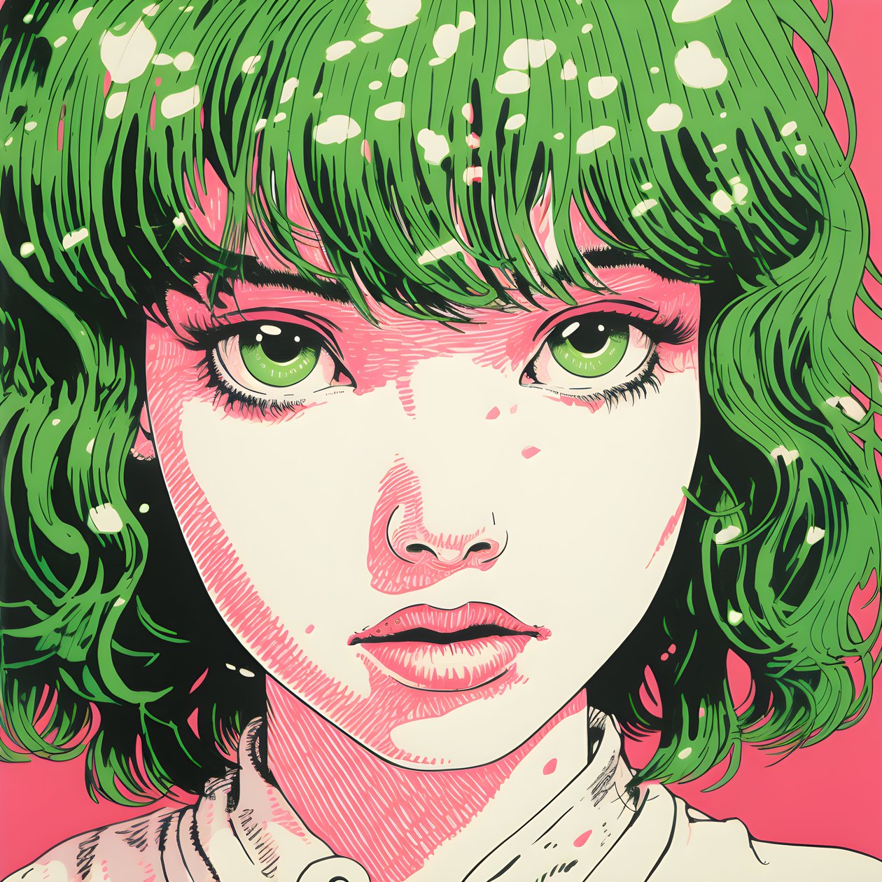 Risograph of a Delicate Girl 2 by Kurt Heppke