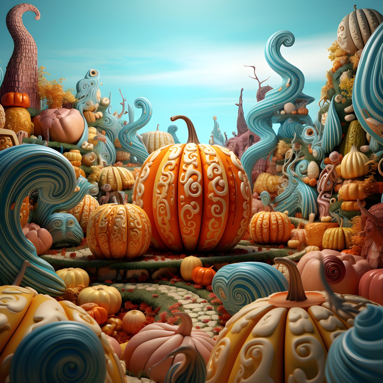 Colorful Pumpkins in 3D 4 by Kurt Heppke