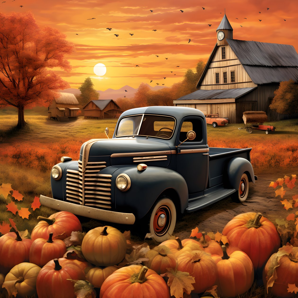 An Old Pickup Truck at an Autumn Sunset Evening 1 by Kurt Heppke
