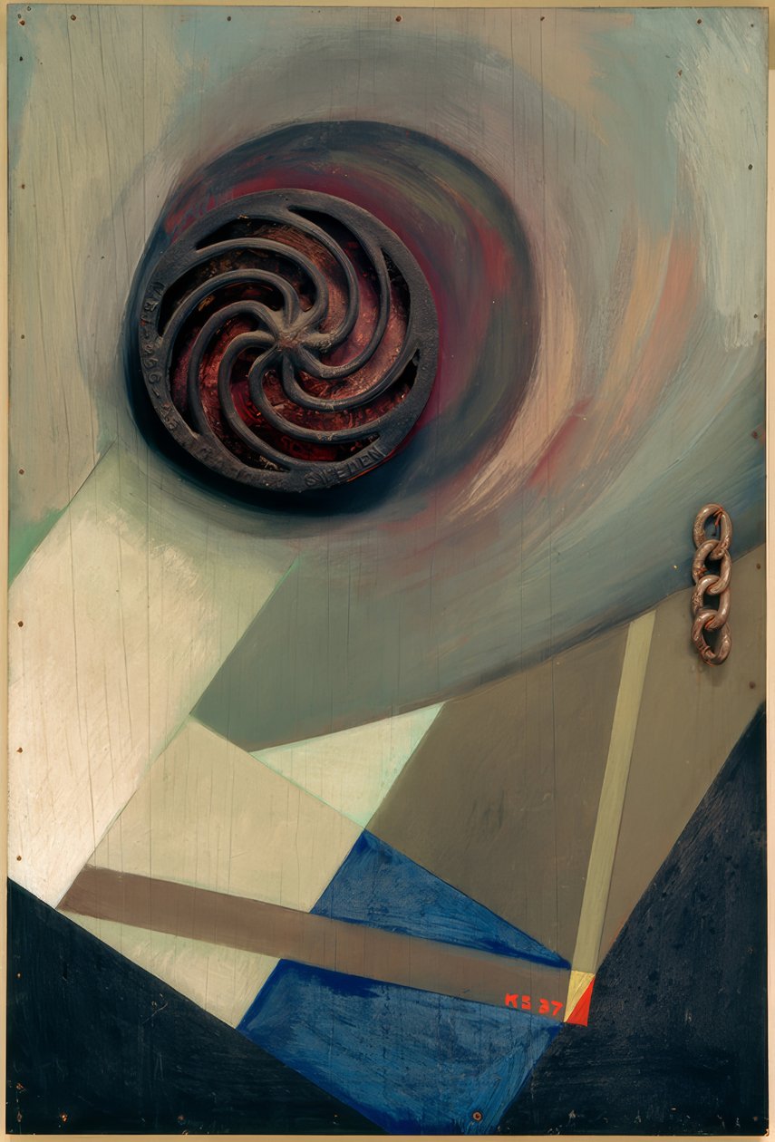 Merz Picture with Chain by Kurt Schwitters