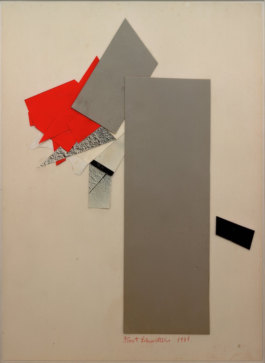 Untitled (Red, Gray, Black) by Kurt Schwitters