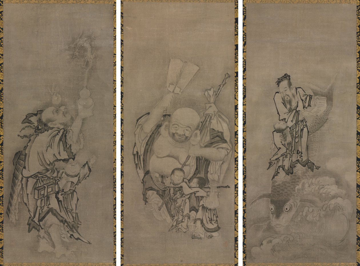 Hotei with Daoist Immortals by Kyūseki Tomonobu