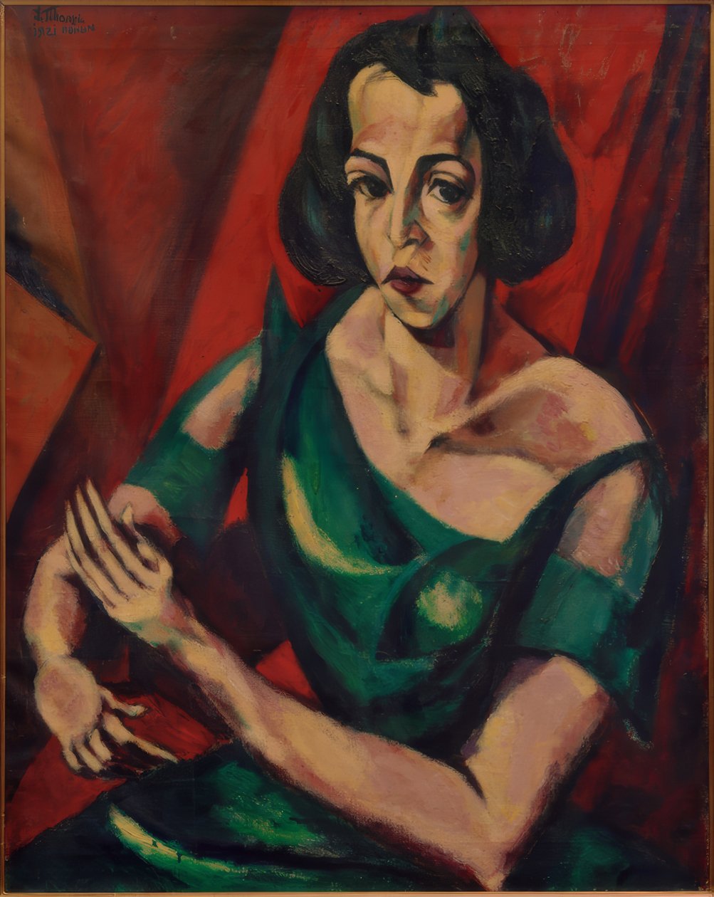 Female Portrait (Woman in Green Dress) by Lajos Tihanyi